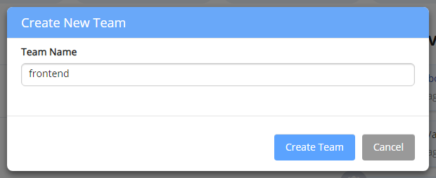 Create team: Type name